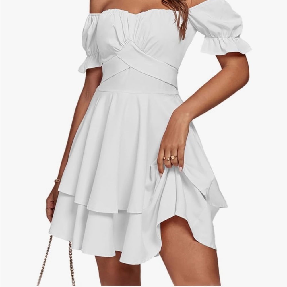 Elegant White Layered Dress